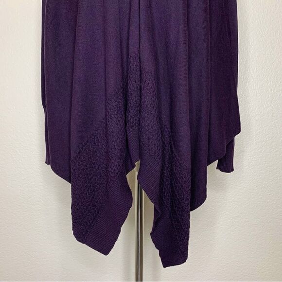 CAbi Women’s Open Front Drape Criss Cross Back Plum Cardigan - Picture 4 of 12